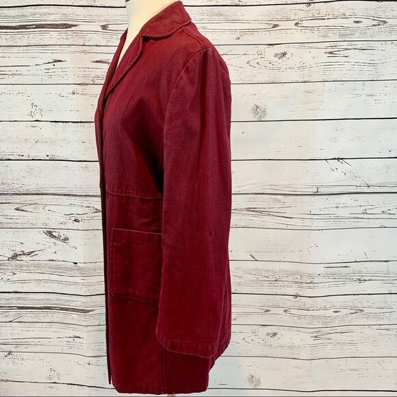 Express waxed denim burgundy plum coat - Picture 4 of 7